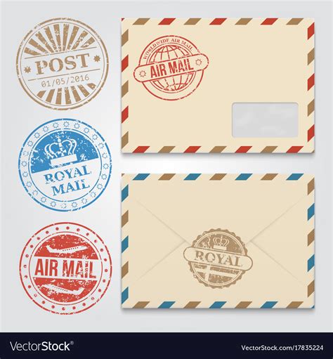 Vintage Envelopes Template With Grunge Postal Vector Image