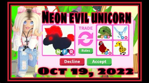 Current Neon Evil Unicorn Offers 🤯 Oct 19 2022 Adoptme Trading