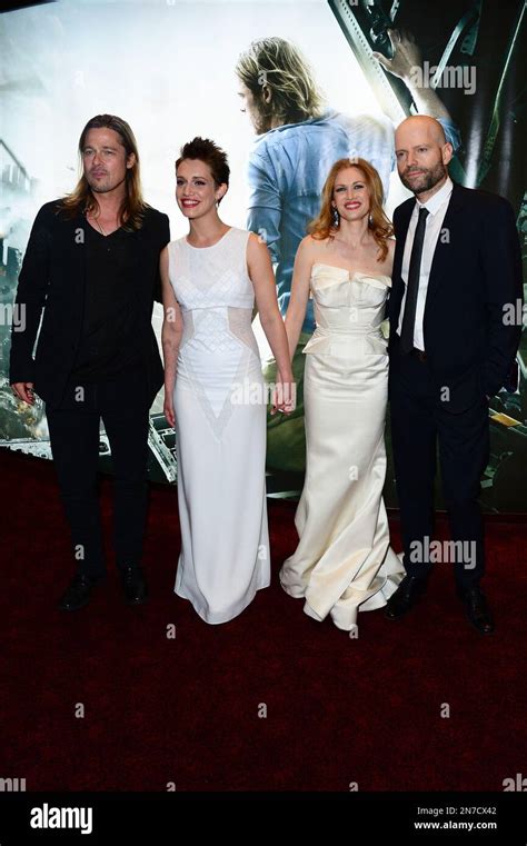 From Left Brad Pitt Daniella Kertesz Mireille Enos And Marc Forster