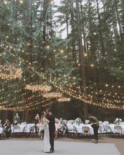 Outdoor Forest Wedding Ideas With String Lights Emmalovesweddings