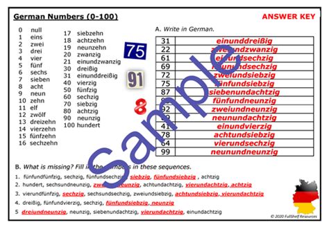 German Numbers Worksheets Teaching Resources