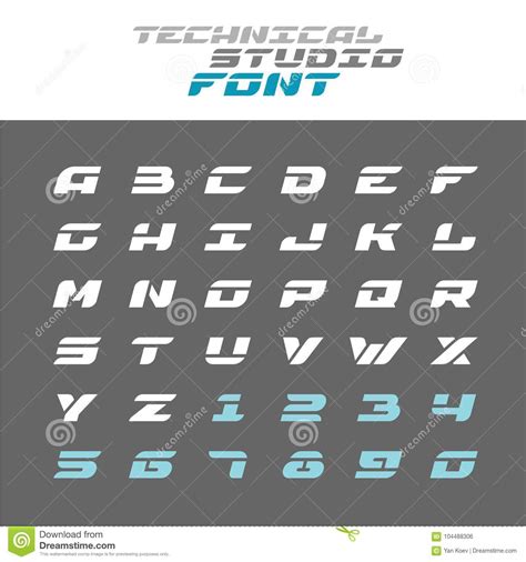 Tech Letters Stencil Font Wide Techno Alphabet Stock Vector