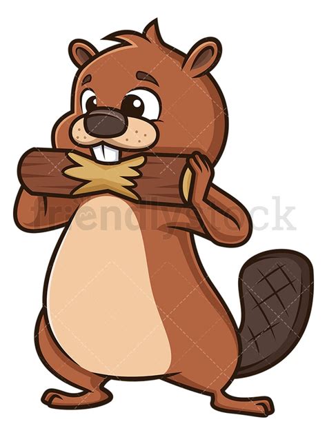 Beaver Eating Wood Cartoon Clipart Vector Friendlystock