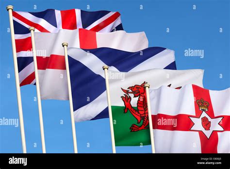 Flags Of The United Kingdom Of Great Britain England Scotland Wales