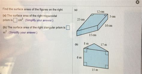 The jewelry box will have the dimensions shown below. Solved: 3 Cm Find The Surface Areas Of The Figures On The ...