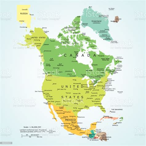 Mapa político de américa del norte. Ilustración de Mapa Político De América Del Norte y más ...