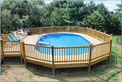 Above Ground Oval Pool Decks Ideas With Attractive Deck Plans Images