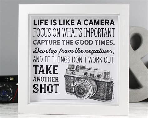Photographer Print Life Is Like A Camera Black And White Wall Art