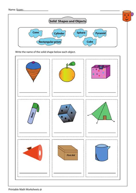 Identify Solid Shapes Kindergarten 1st Grade Workshee