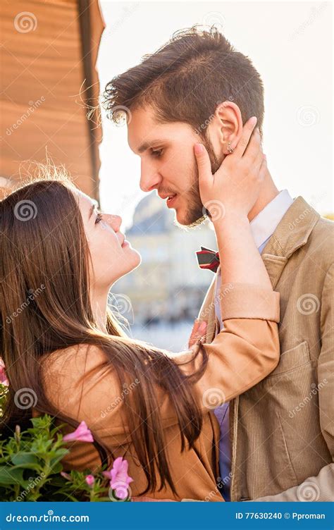 Young Fashion Hipster Couple In Love Kissing And Having Passion Stock
