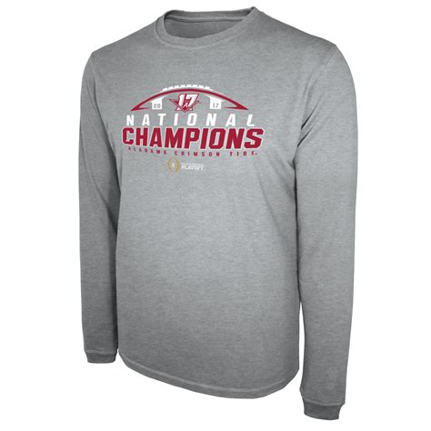 Ncaa Mens Long Sleeve National Champions T Shirt Alabama Crimson Tide