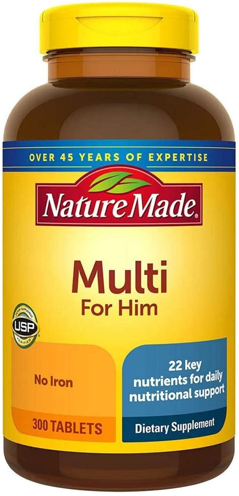 However, according to the 2020. Nature Made Men's Multi For Him Vitamin Dietary Supplement ...