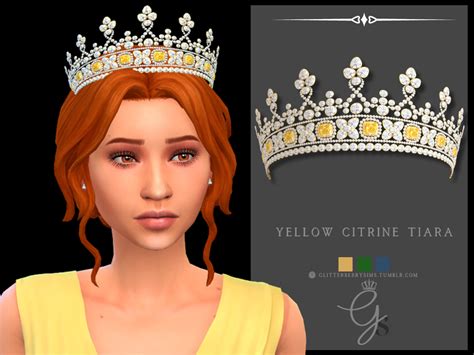 Yellow Citrine Tiara Glitterberry Sims Sims Sims 4 Yellow Citrine