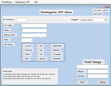 Membuat Program Sistem Pendaftaran Dan Pembayaran SPP Yang Terhubung Database Di Visual Basic Net
