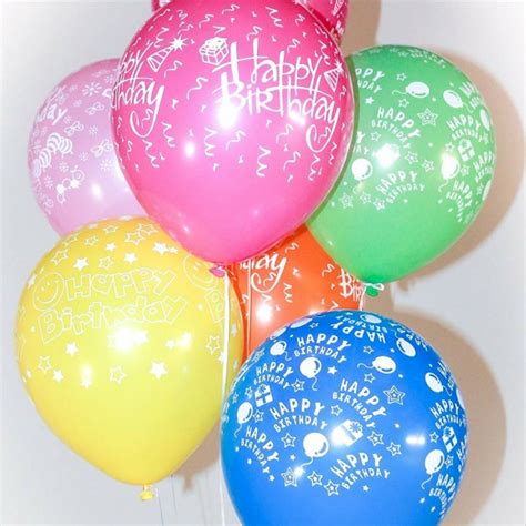 12 Latex Happy Birthday Printed Balloons Assorted Color Buy Happy