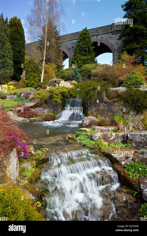 The Waterfalls In Kilver Court Gardens In Springtime Shepton Mallet
