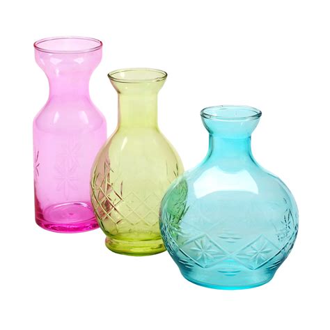 Art And Artifact 3 Piece Glass Vase Set Small Pink Blue And Green Pastel Vases Ebay