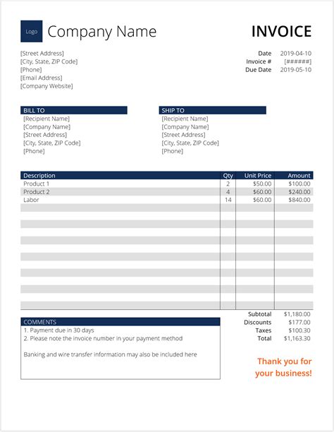 Free Fill In Invoice Template Klospring