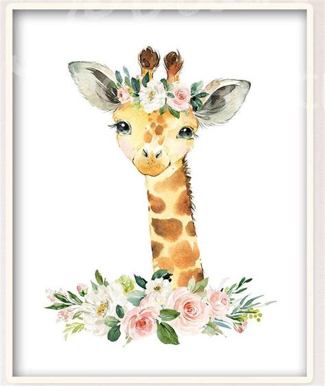 Set Of 6 Safari Animal Nursery Prints Printable Blush Safari Etsy