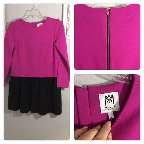 Milly Minis Girls Sz 12 Fuchsia Pink Black Dress Black And Pink
