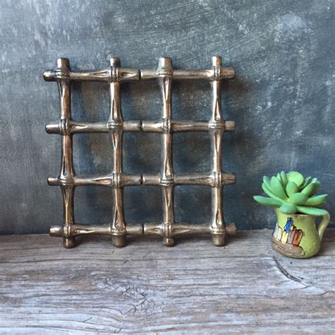 Faux Bamboo Expandable Metal Trivet Hollywood Regency Silver Etsy