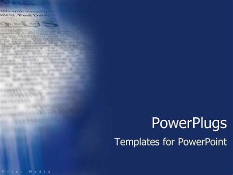 Powerpoint Template Blue Background With Close Up Of Newspaper Print