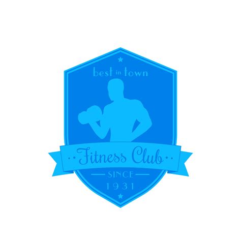 Fitness Club Logo Emblem In Shield Shape With Strong Athlete 3184347