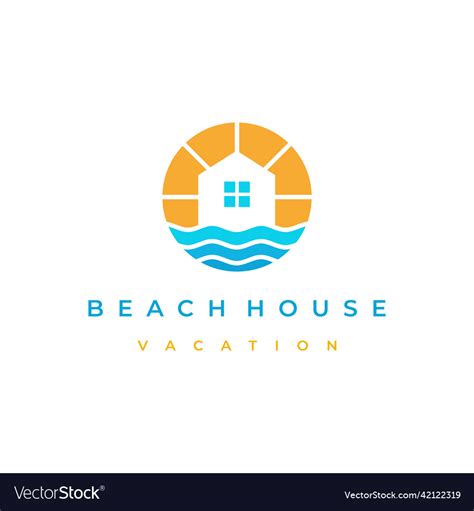 Beach House Logo Design Real Estate Royalty Free Vector