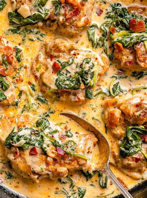 Garlic Butter Chicken With Spinach And Bacon Chicken Dinner Recipes