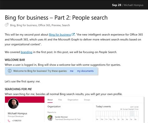 Bing For Business Part 2 People Search Michaëls Coding Thoughts