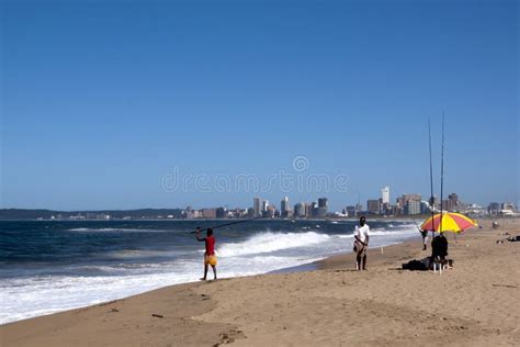 Fisherman On Blue Lagoon Beach South Africa Editorial Stock Image