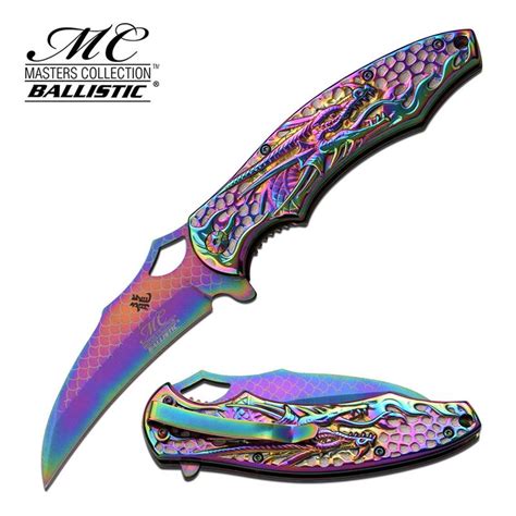 Rainbow Dragon Claw Titanium Blade Tactical Spring Assist Po