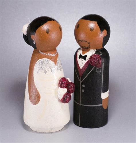 wedding wooden peg doll cake topper with 3d accessories custom made and personalized wooden