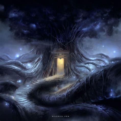 Light Artstation Tree Cabin Nele Diel Portal Art Fantasy