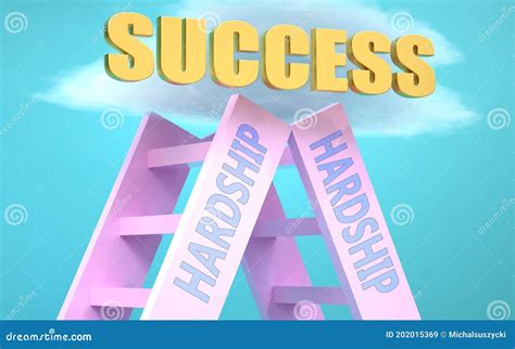 Hardship Ladder That Leads To Success High In The Sky To Symbolize