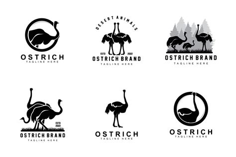 Ostrich Logo Design Desert Animal Illustration Living In The Forest