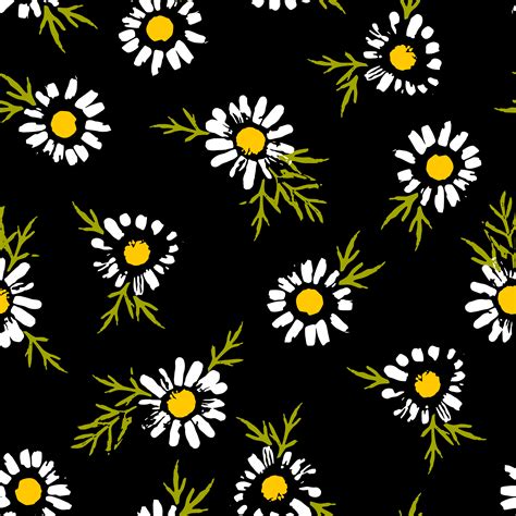 Abstract Floral Seamless Pattern With Chamomile Trendy Hand Drawn