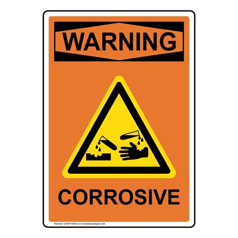 Portrait OSHA Highly Corrosive Materials Sign With Symbol ODEP 3815