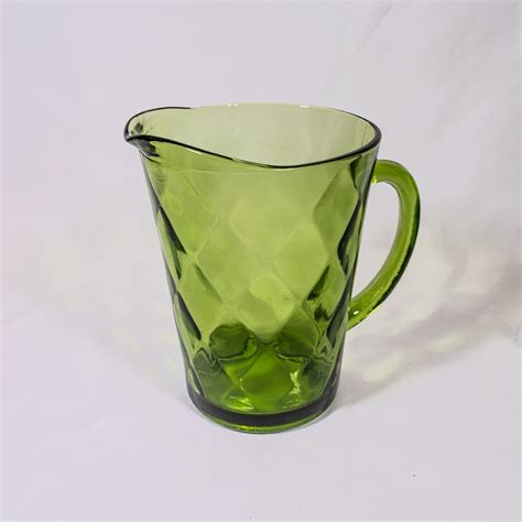 Vintage Green Hazel Atlas El Dorado Glass Pitcher Etsy