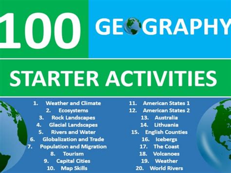 100 Geography Starter Activities Gcse Ks3 Wordsearch Crossword Anagrams