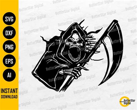Grim Reaper Coming Out Of Wall Svg Horror Svg Gothic Decal Etsy In