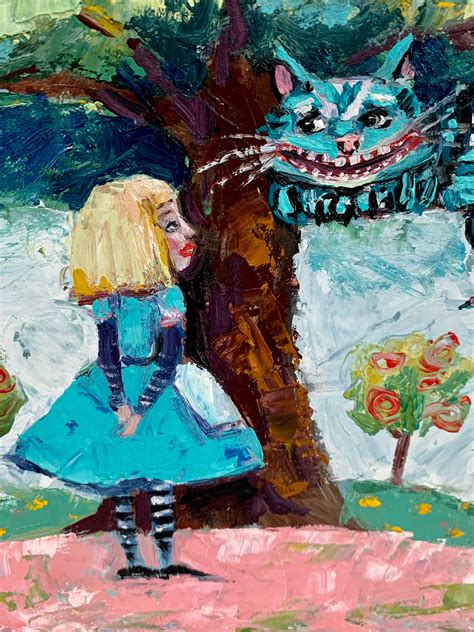 Alice In Wonderland Painting Original Oil Art Panel 6 By 6 Etsy