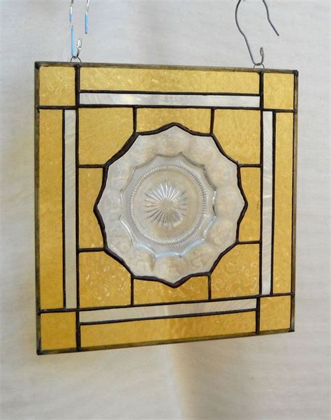 1930s Heisey Depression Glass Stained Glass Panel Vintage Etsy Stained Glass Panels Stained