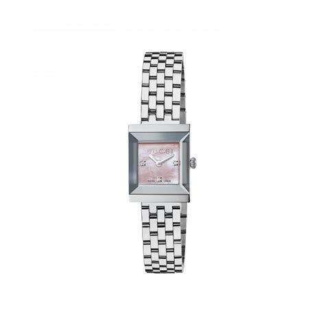 Ladies Gucci G Frame Pink Mop Diamond Set Dial Bracelet Watch Watches