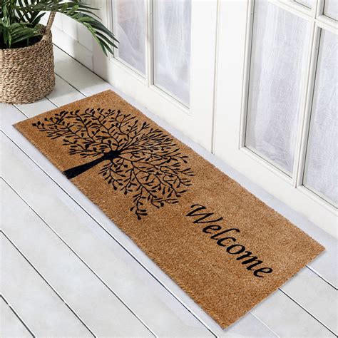 Tree Of Life With Welcome Printed Coir Oblong Doormat 40cm X 120cm