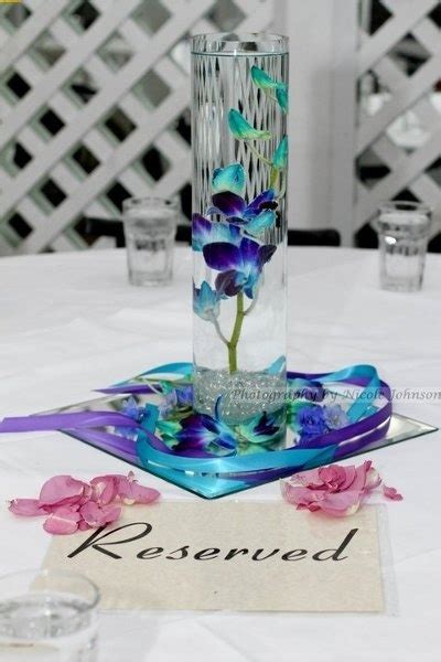 Simple Blue And Purple Dendrobium Orchid Centerpiece