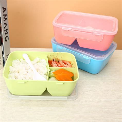Healthy Plastic Food Container Portable Lunch Box With Spoon Capacity