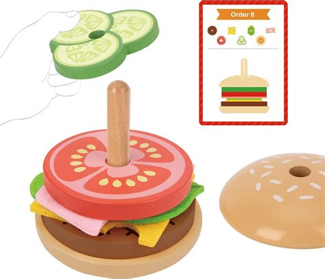 Buy Tookyland Montessori Hamburger Stacking Toys Wooden Burger Toy