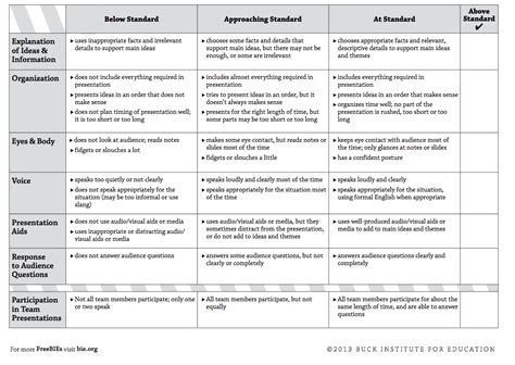 Rubric For Differentiated Activities