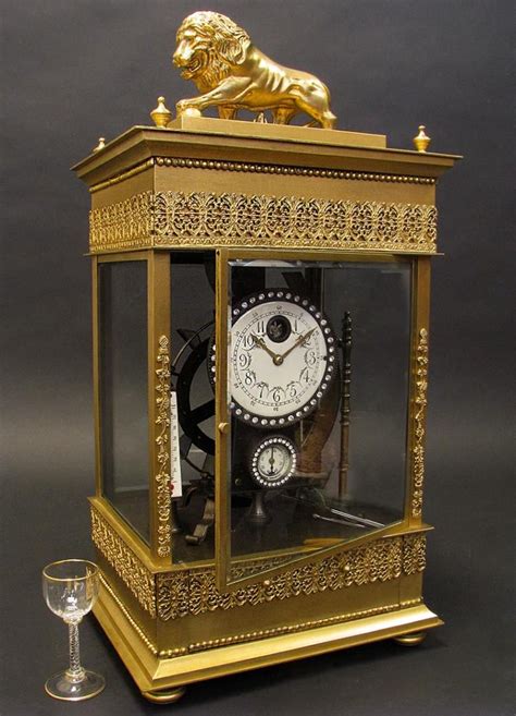 French Gilt Bronze Mechanical Falling Ball Mantle Clock Clock
